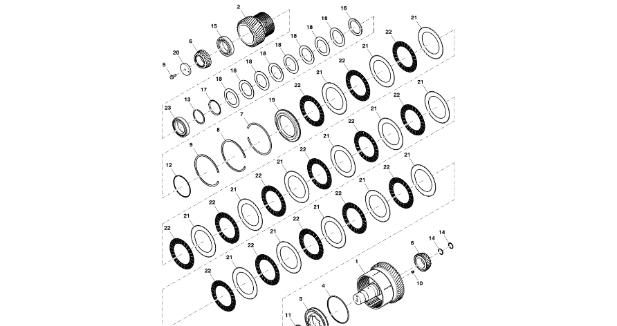 John Deere 9470RX - Wał RE590409 (Przekładnia Power Shift)