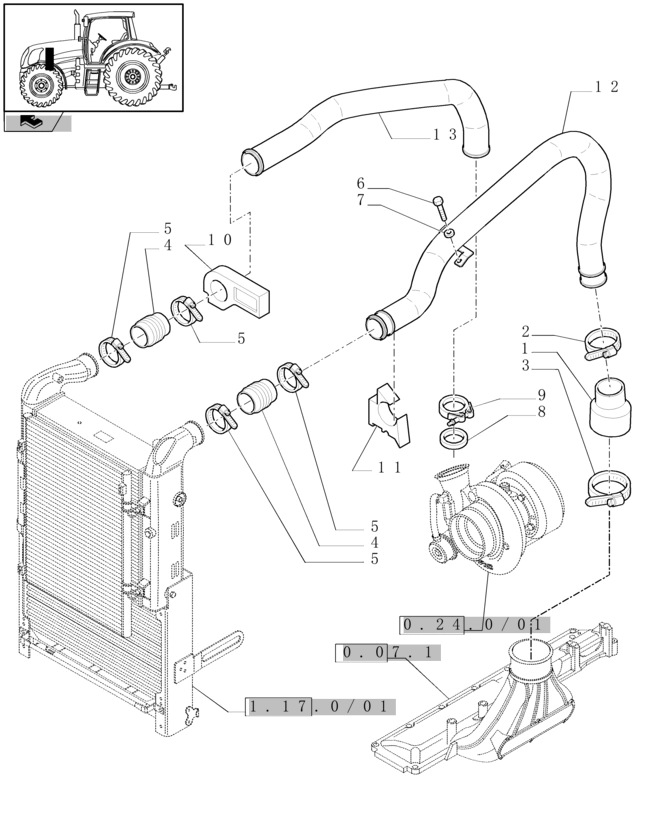 New Holland T6010 T6090 T6070 T7230 Rurka 84136403