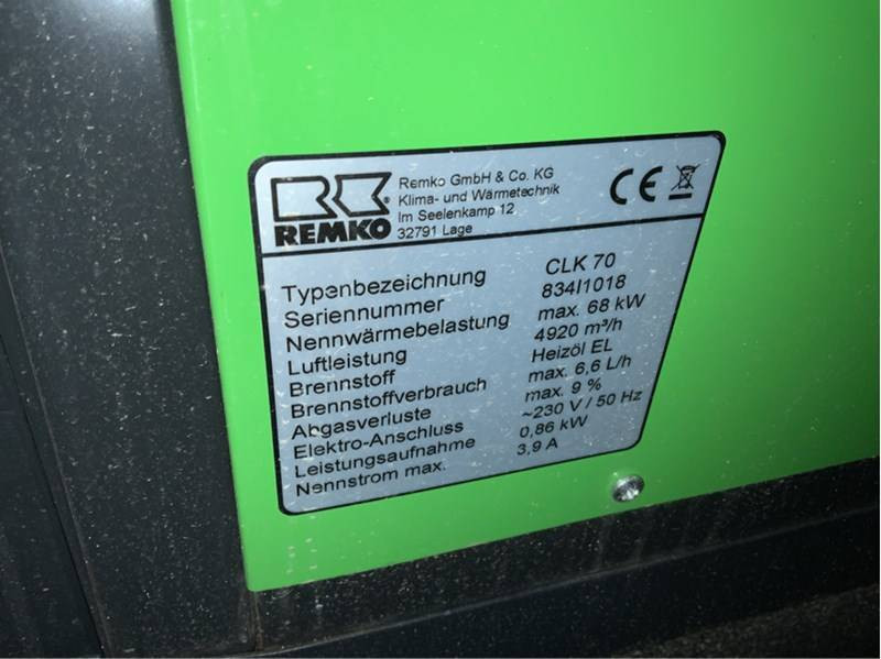 Nagrzewnica olejowa Remko CLK 70 - z odprowadzaniem spalin [CZĘŚCI LUB CAŁOŚĆ]