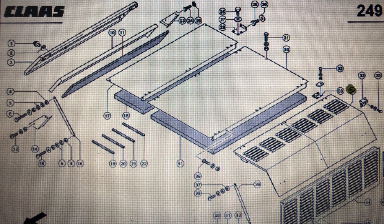 Pokrywa silnika górna Claas Mega 370-340 Nr 34 na rys katalogowym Nr katalogowy 000 542 005 0