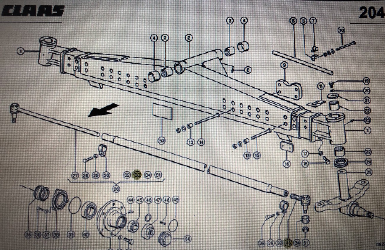 Przegub Claas Mega 370-340 Nr katalogowy 000 694 264 0 Nr 33 na rys katalogowym
