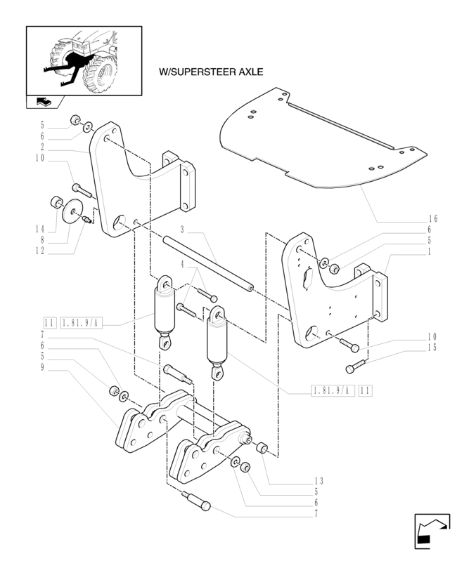 New Holland T6010 Siłownik podnośnika double acting, 42mm rod, 164mm stroke 47126298
