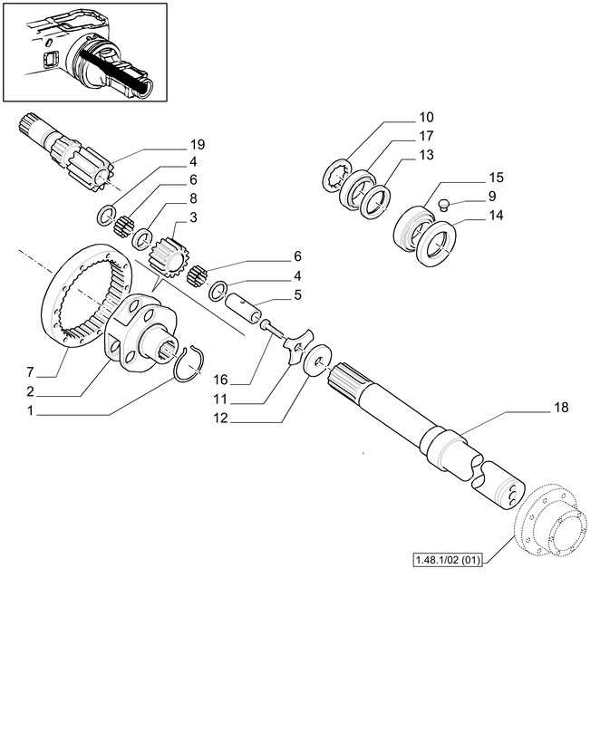 New Holland T6010 T6070 Oś 920mm l 5199541