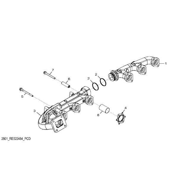 R524337 John Deere 8345R - Kolektor wydechowy