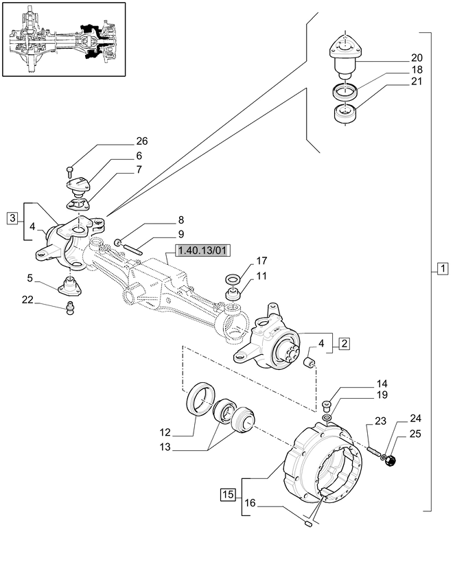 New Holland T6010 Zespół przegubu 84197105