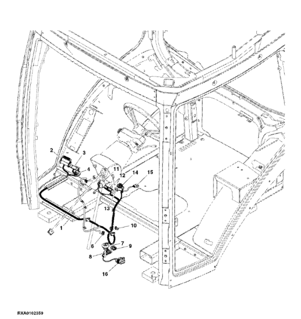 RE265572 John Deere 8345R - Wiązka przewodów kabiny