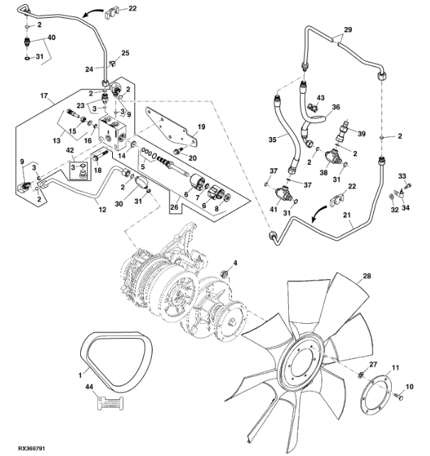 RE268241 John Deere 8345R - Hydr. zawór ster. przepł.