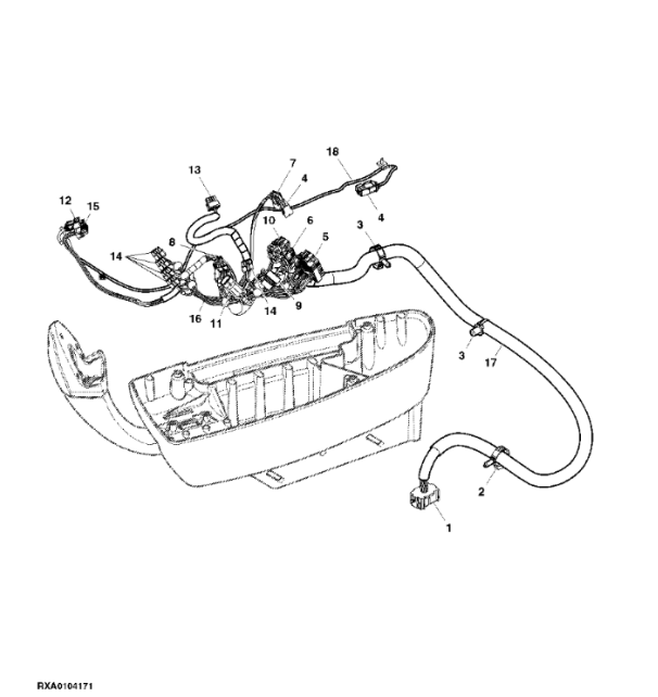 RE290318 John Deere 8345R - Wiązka przewodów kabiny