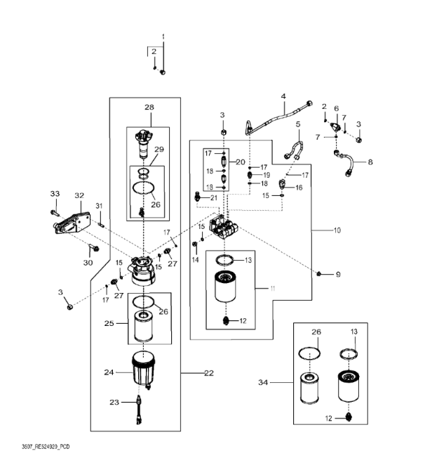 RE528865 John Deere 8345R - Filtr