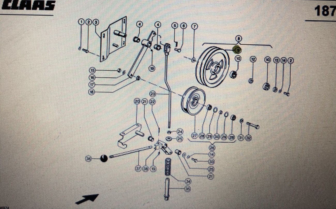 Rolka prowadząca Class Mega 370-340 Nr katalogowy 000 544 179 0