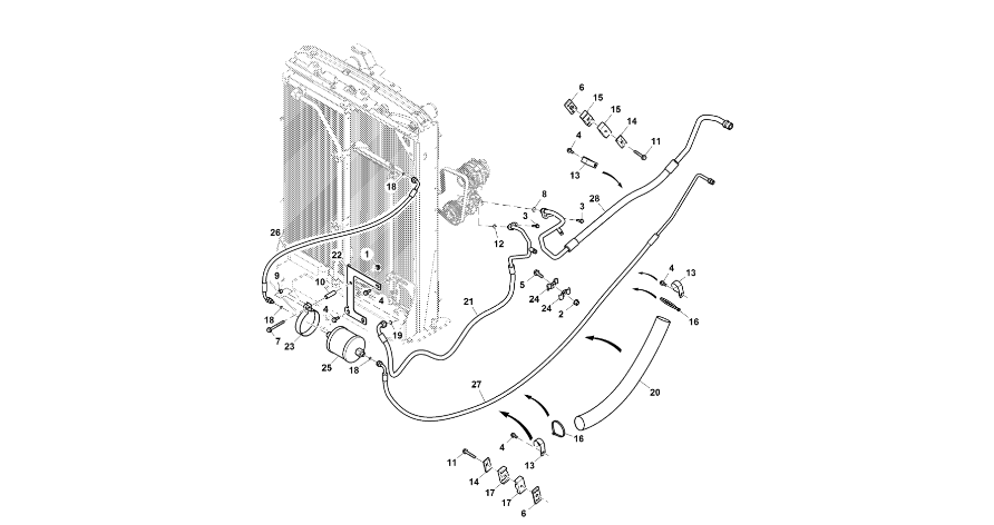 John Deere 9470RX - Przewód hydrauliczny RE582508 (HVAC)