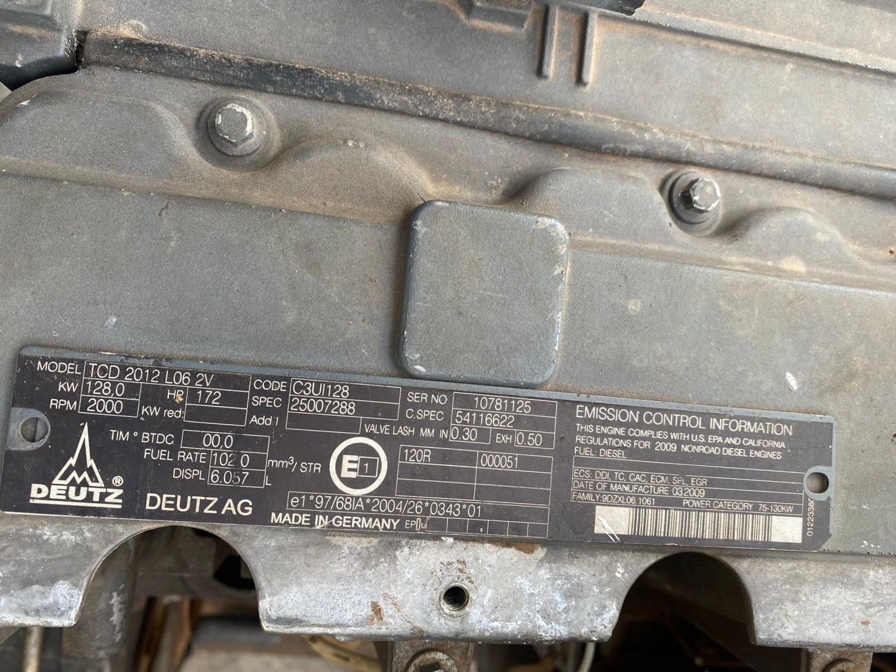 Silnik Deutz TCD 2012 L06 2V - KW 128,0 - C3UI128