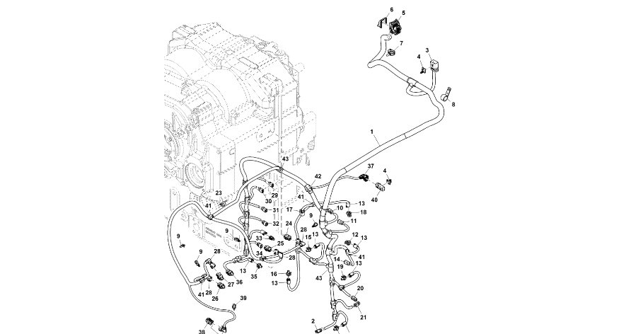 John Deere 9470RX - Wiązka przewodów RE590436 (Przekładnia Power Shift)