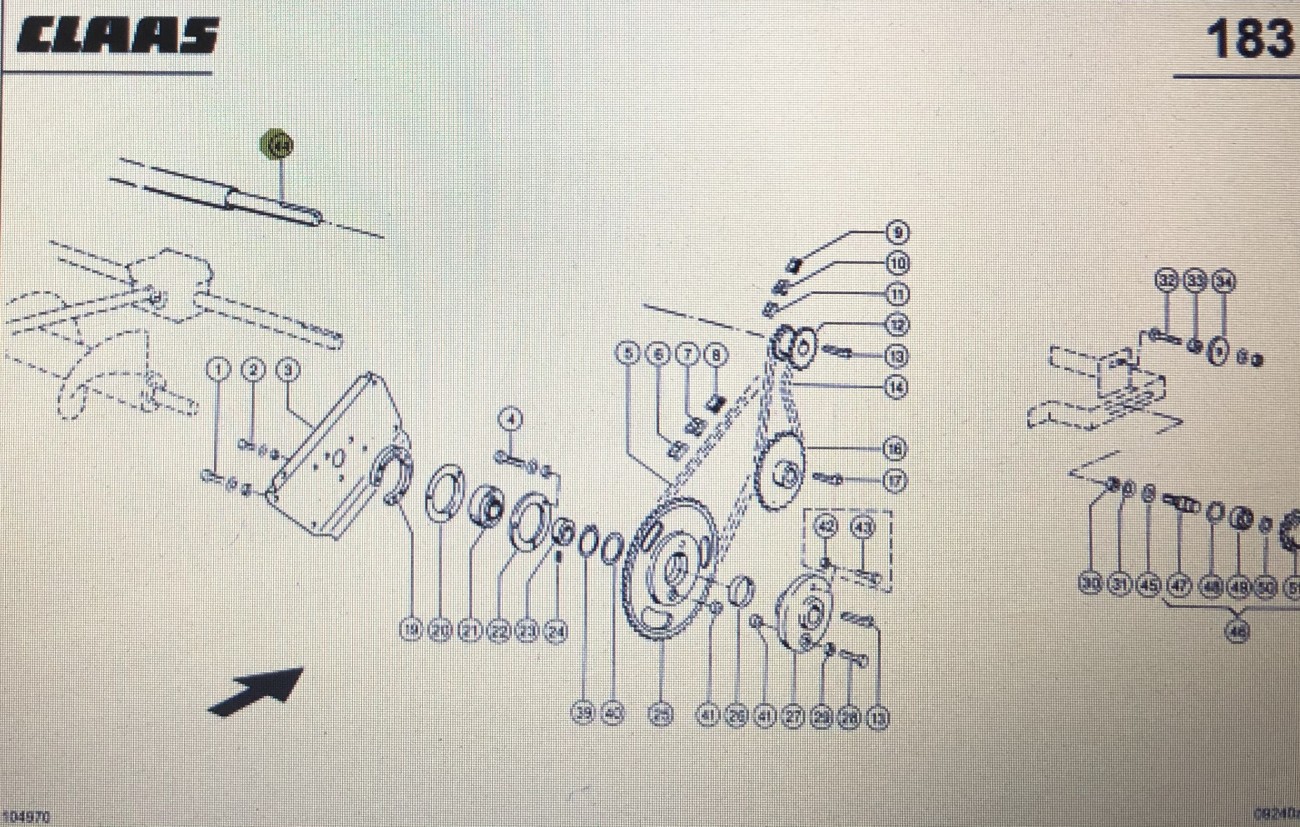 Wałek podajnika zboźowego Claas Mega 370-340 Nr katalogowy 000 543 221 0