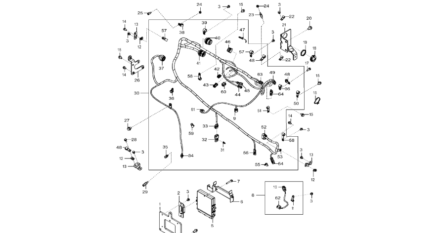 John Deere 9470RX - Wiązka przewodów DZ107343 (Silnik)