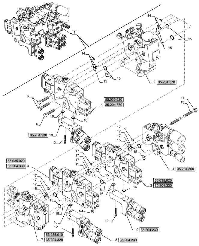 New Holland T6090 T6070 Sekcja zaworu hydr 87607904