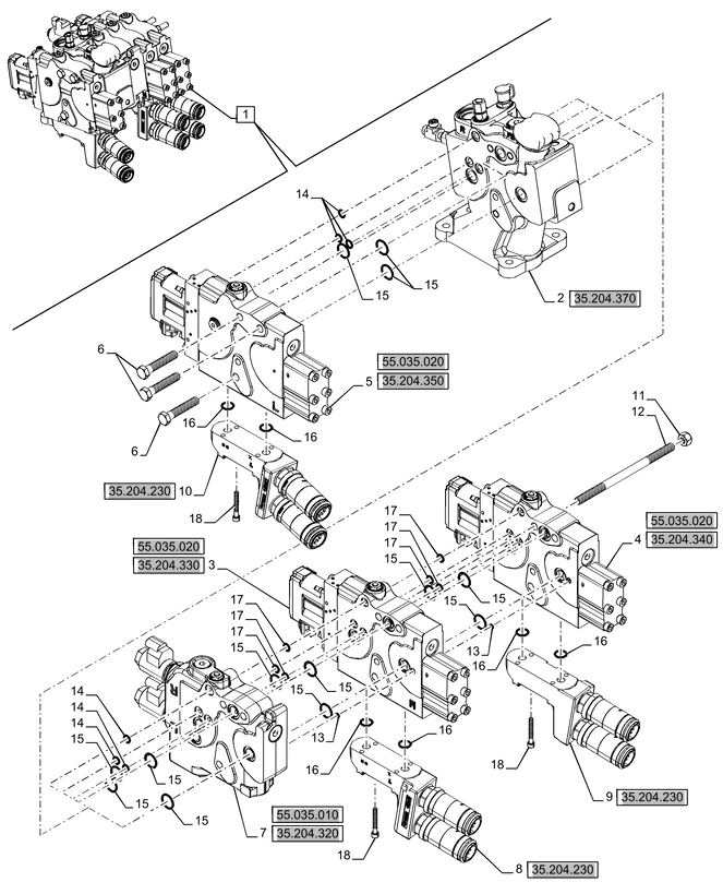 New Holland T6090 T6070 Regen zawor hydr valve element asy rh wo pb 47723762R