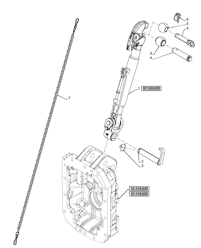 New Holland T6090 T6070 Cięgło górne 87707447